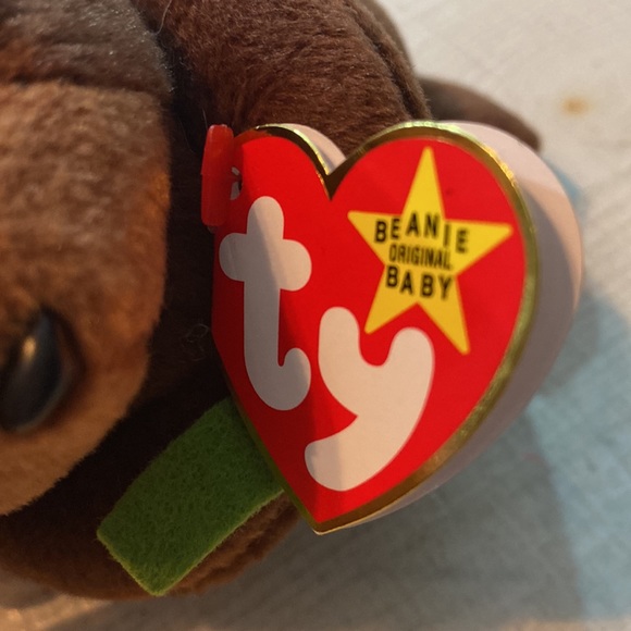 Ty Beanie Babies "Seaweed" Otter Stuffed Plush 5.5" Brown With ear Tag - Picture 8 of 11